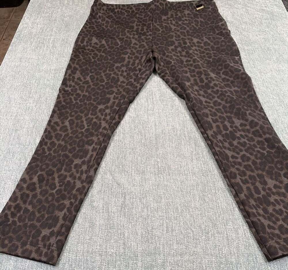 Calvin Klein Brown Leopard Print Ponte Knit Leggings XL